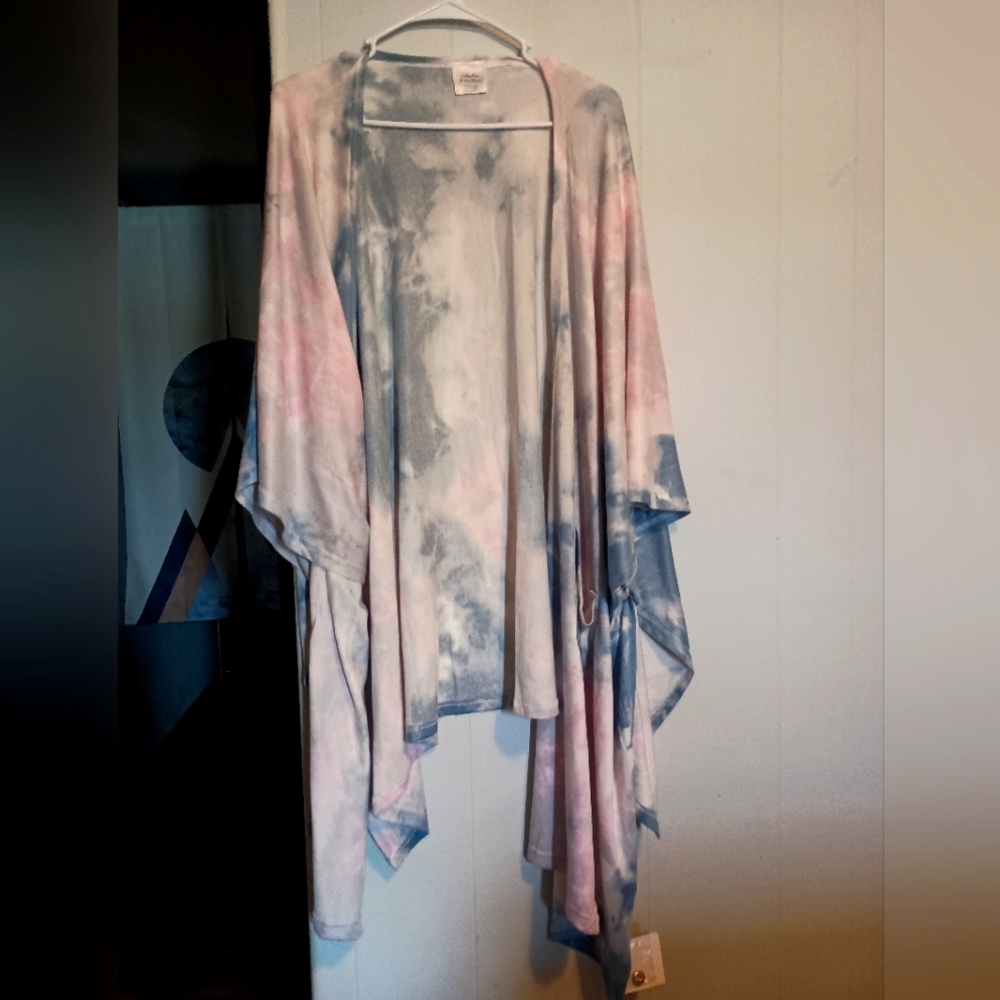 Pastel Tie Dye Blanket Wrap Kimono - One Size